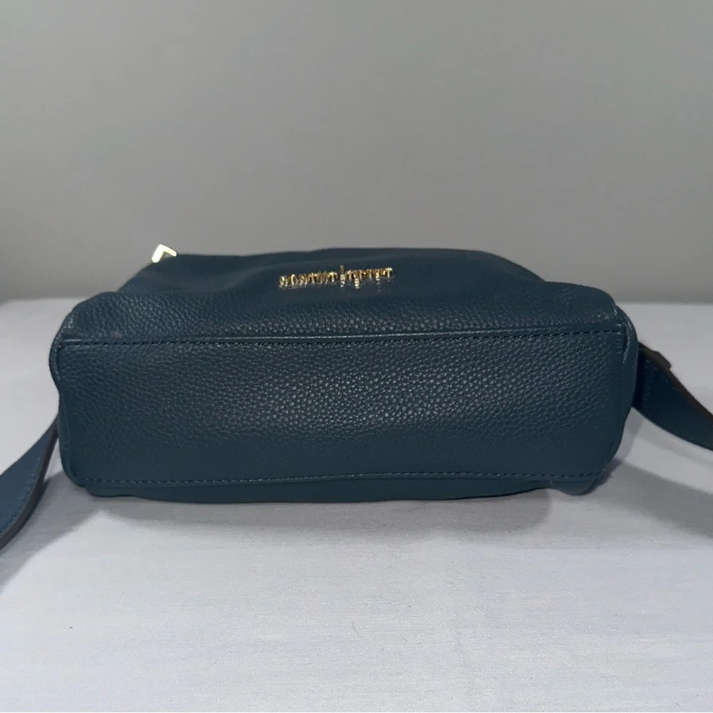 Nanette Lepore Riya Camera Bag Pebbled Vegan Leather Crossbody Deep Dusty Blue